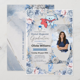 Elegant Silver Blue Dental Hygienist Graduation 20