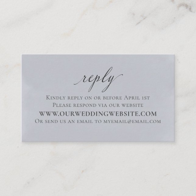 Elegant Silver Blue Wedding Details Watercolor Enclosure Card (Front)