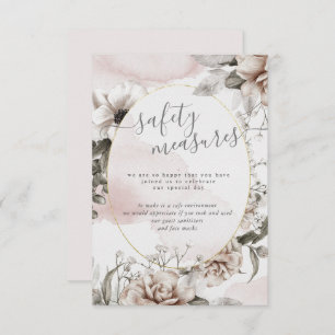elegant silver blush floral safety measures  enclosure card