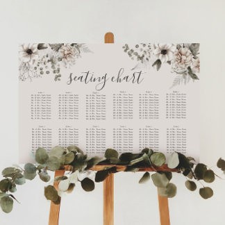 elegant silver blush floral seating chart Sign