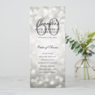 Elegant Silver Bokeh 60th Birthday Program w/ Menu