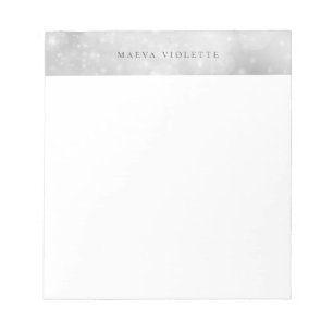 Elegant Silver Bokeh Notepad