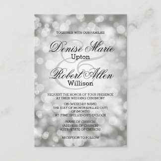 Elegant Silver Bokeh Wedding Invitation