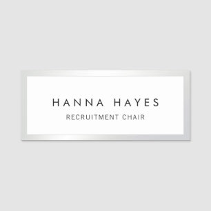 Elegant Silver Border Employee Name Tag