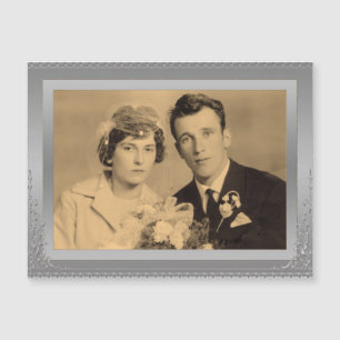 Elegant silver border frame custom photo