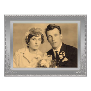 Elegant silver border frame custom photo 