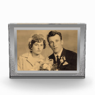 Elegant silver border frame custom photo block