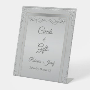 Elegant Silver Border Frame – Wedding Style Pedestal Sign