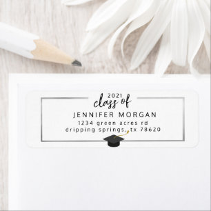 Elegant Silver Border Graduation Return Address