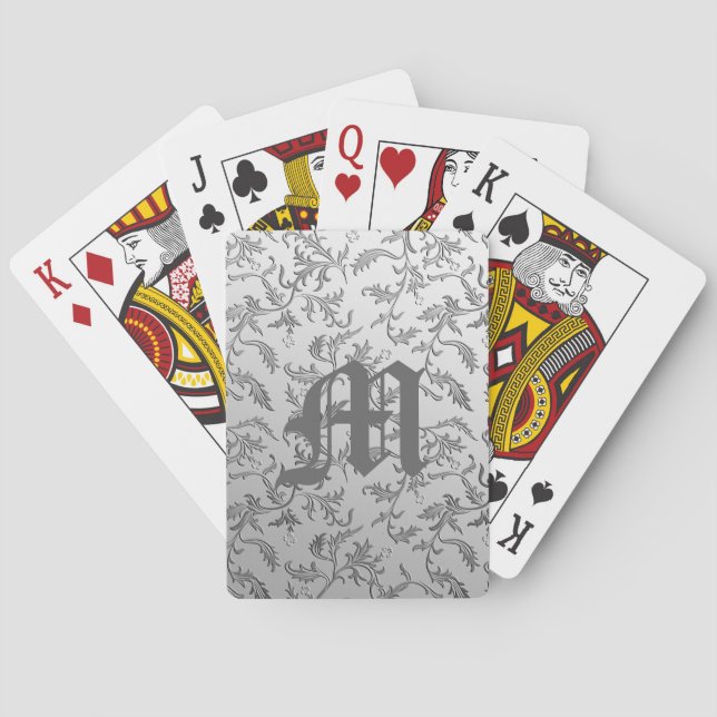 Elegant silver brocade playing cards (Back)