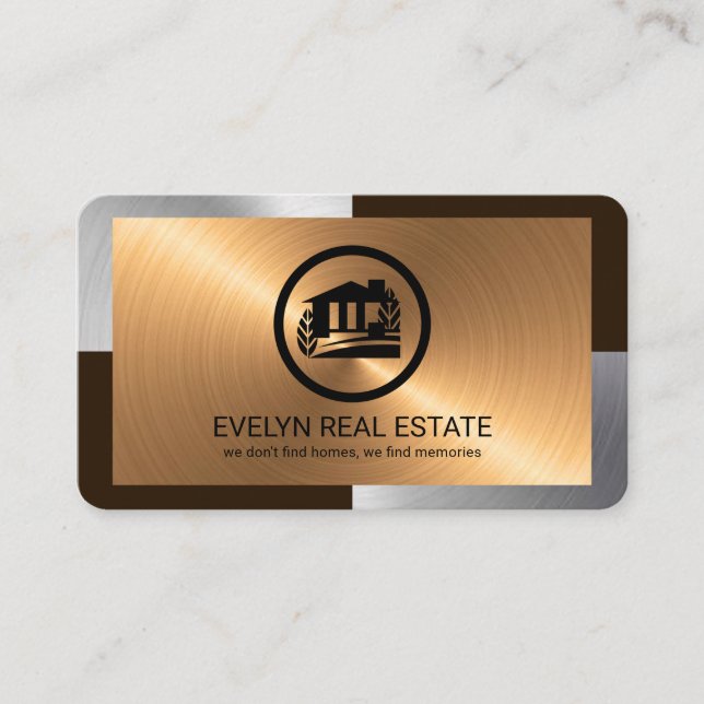 Elegant Silver Bronze Layers Realtor Business Card (Front)