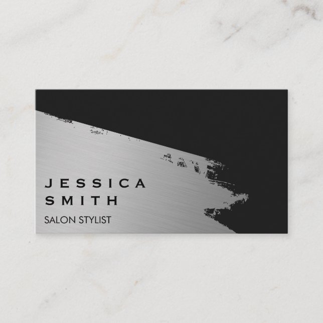 Elegant Silver Brushed II Business Card (Front)