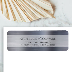 Elegant Silver Brushed Metallic Return Address