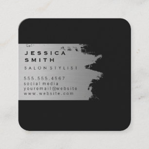 Elegant Silver Brushed Square Business Card