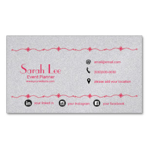 Elegant silver business card magnet
