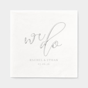 Elegant Silver Calligraphy Foil Napkins