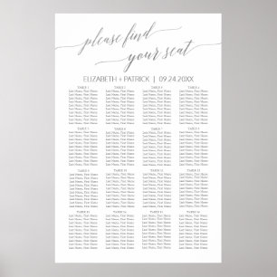 Elegant Silver Calligraphy Seating Chart