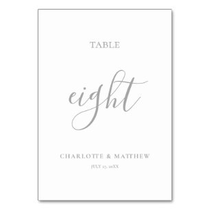 Elegant Silver Calligraphy Table Number