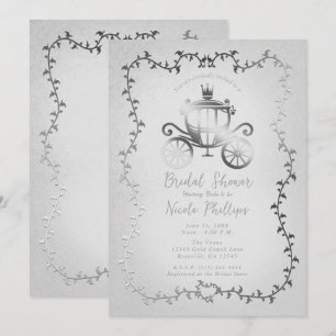 Elegant Silver Carriage Storybook Bridal  Invitation