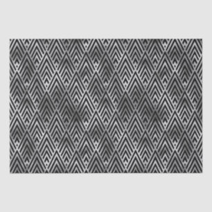 Elegant Silver Chevron Diamond Art Deco Pattern Tissue Paper