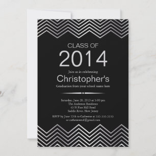 Elegant Silver Chevron Graduation Party Invitation