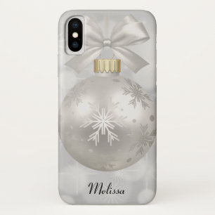 Elegant Silver Christmas Ball on Bokeh Lights Case-Mate iPhone Case