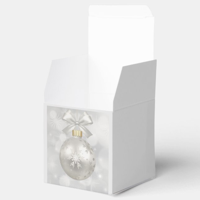 Elegant Silver Christmas Ball on Bokeh Lights Favor Box (Opened)