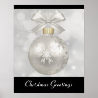 Elegant Silver Christmas Ball on Bokeh Lights