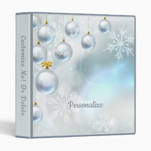 Elegant Silver Christmas Holiday Ornaments Binder