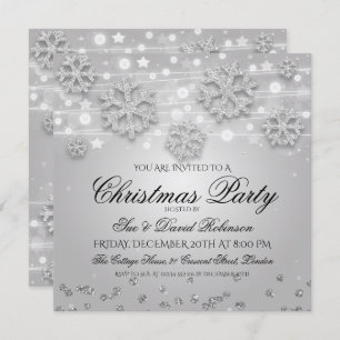 Elegant Silver Christmas Holiday Party Invitation