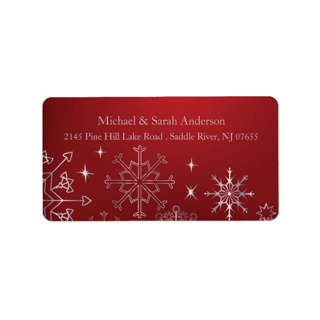 Elegant Silver Christmas Snowflakes Address Label (Front)