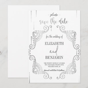 Elegant silver classy minimalist save the date