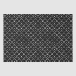 Elegant Silver Concentric Grid Art Deco Pattern Tissue Paper