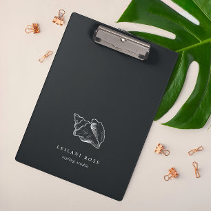 Elegant Silver Conch Shell Personalized Clipboard