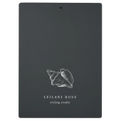 Elegant Silver Conch Shell Personalized Clipboard (Back)