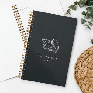 Elegant Silver Conch Shell Personalized Planner