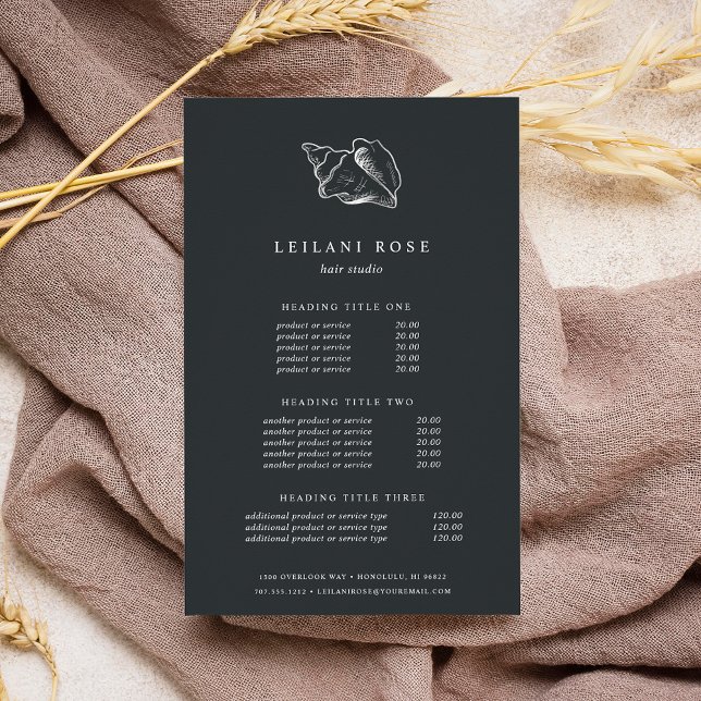 Elegant Silver Conch Shell | Pricing & Services Flyer (Creator Uploaded)