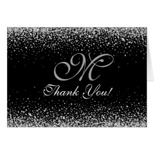 Elegant Silver Confetti Wedding Thank You Card