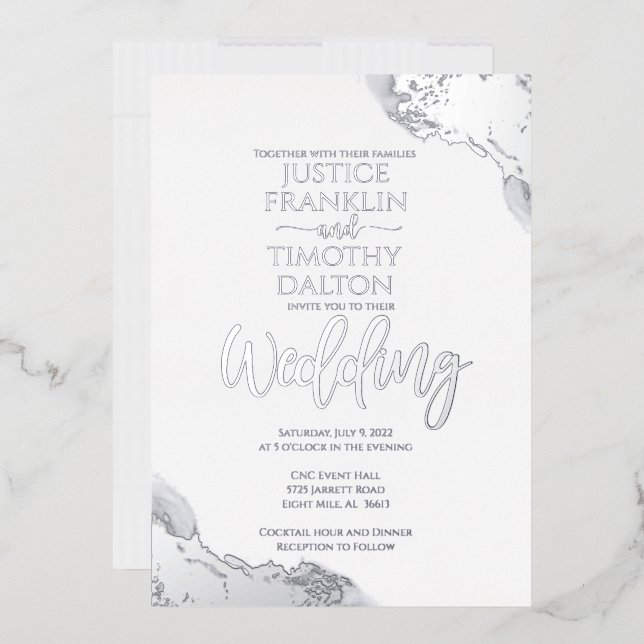 Elegant Silver Corner Border Traditional Wedding (Envelope)