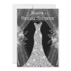 Elegant Silver Curtains Dress Bridal Shower Invite