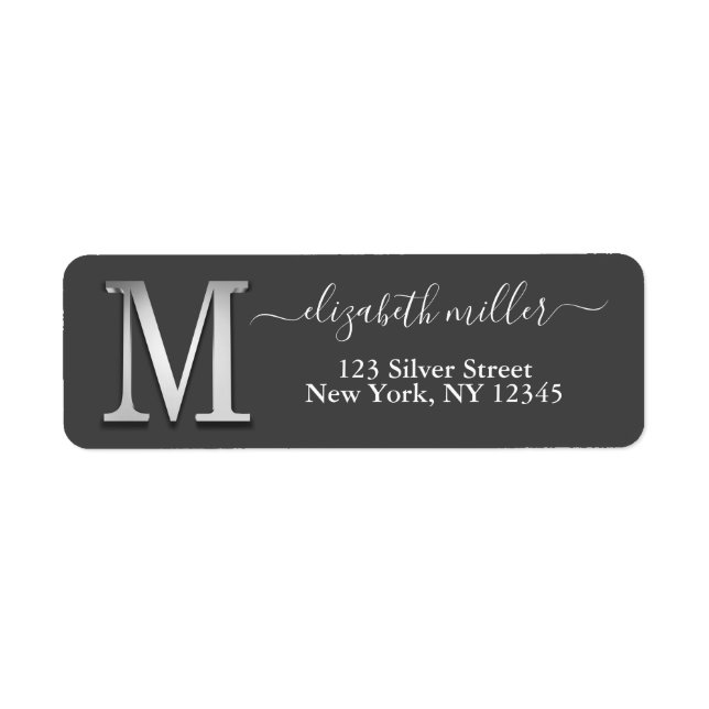 Elegant Silver Custom Monogram M Name (Front)