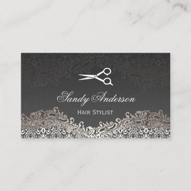 Elegant Silver Damask Hair Salon Multi Appointment (Front)