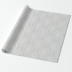 Elegant Silver Damask Pattern Luxury Wrapping Paper