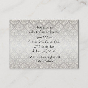 Elegant Silver Damask Style Wedding 1 Enclosure Card