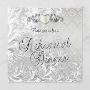 Elegant Silver Damask Style Wedding 3 Invitation