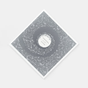 Elegant Silver Damask Wedding Napkin