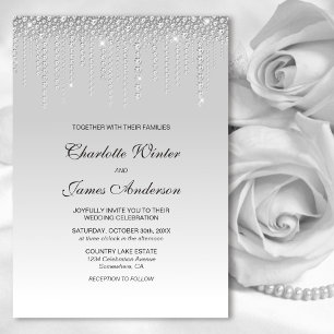Elegant Silver Diamonds Wedding Invitation