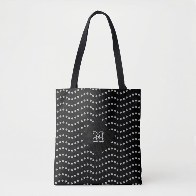 Elegant Silver Dotted Lines Tote Bag (Front)