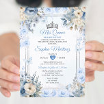 Elegant Silver & Dusty Blue Roses MIS QUINCE Invitation<br><div class="desc">Elegant Silver & Dusty Blue Roses MIS QUINCE Invitation
Mis Quince 15 Anos,  16th Birthday Butterfly.</div>