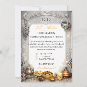 Elegant Silver Eid Al-Adha Celebration Invitation